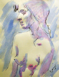 porn drawings galleries medium large nude portrait drawing sketch young woman feeling sensual sexy lonely watercolor acrylic zimmerman featured